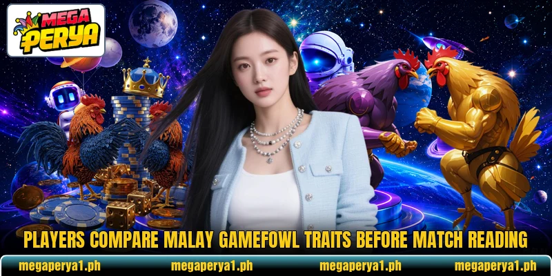 Players compare Malay gamefowl traits before match reading Players compare Malay gamefowl traits before match reading