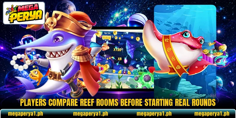 Players compare reef rooms before starting real rounds Players compare reef rooms before starting real rounds