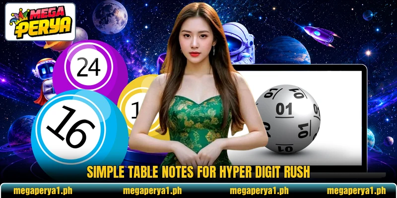 Simple table notes for Hyper Digit Rush
